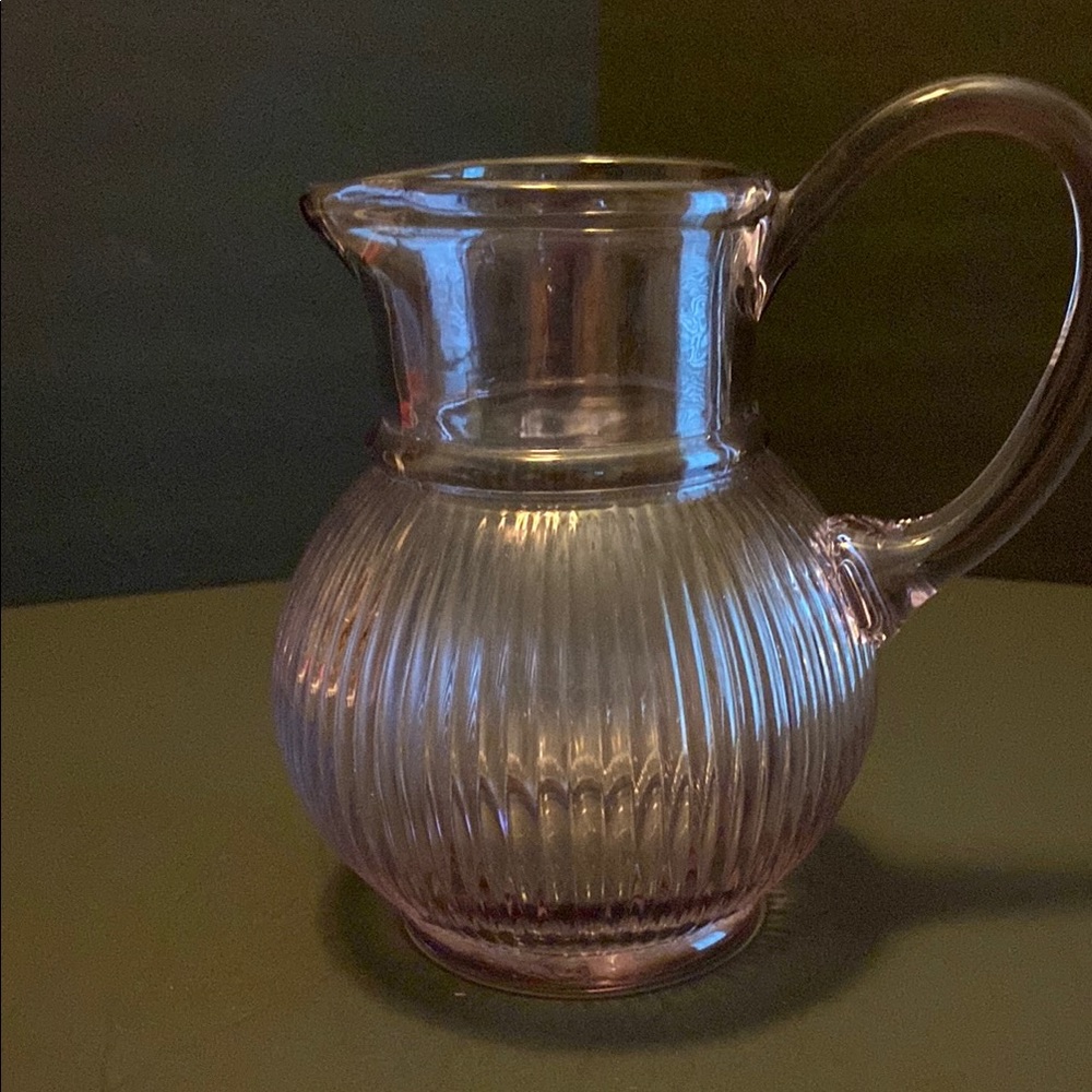Vintage Ribbed Glass Pitcher